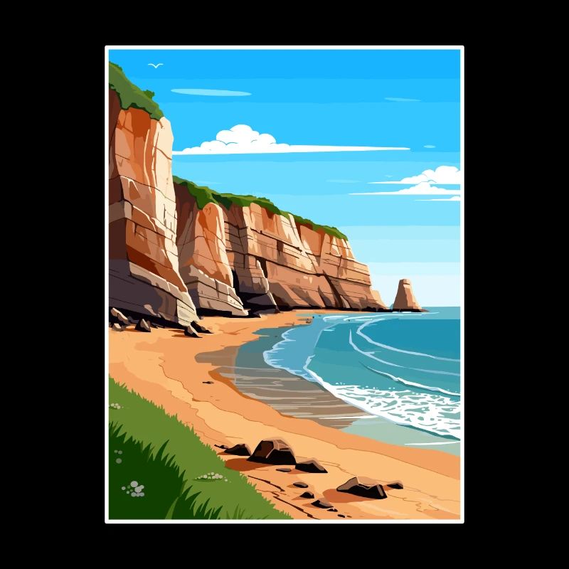Torquay Cliffs Angleterre Vintage voyage affiche WPA