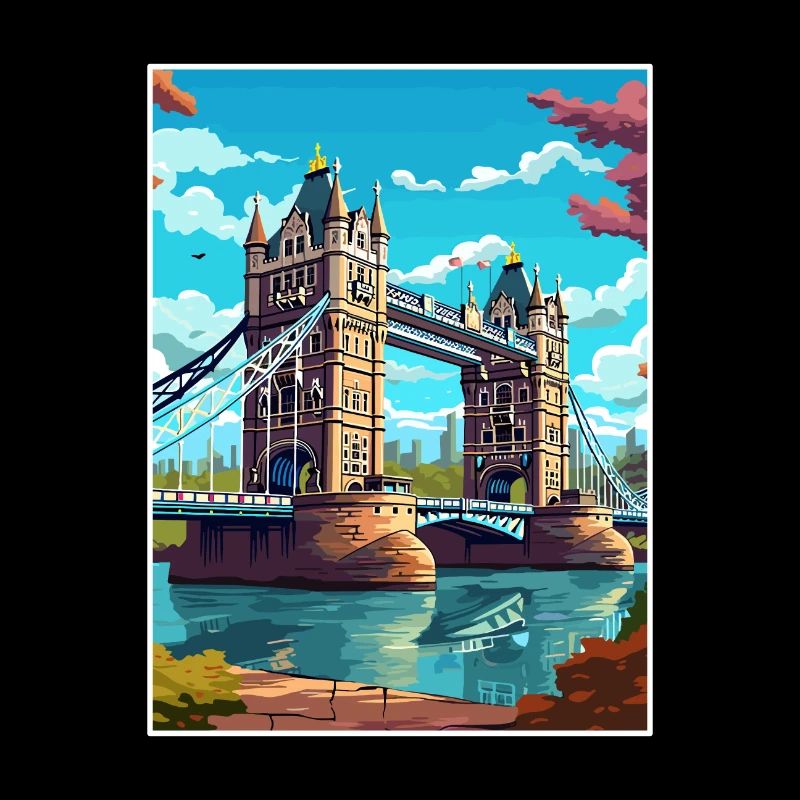 Tower Bridge England Vintage Travel Poster WPA Art