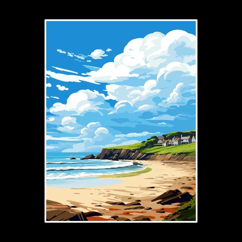 Porthtowan Cornouailles Vintage voyage affiche Souvenir