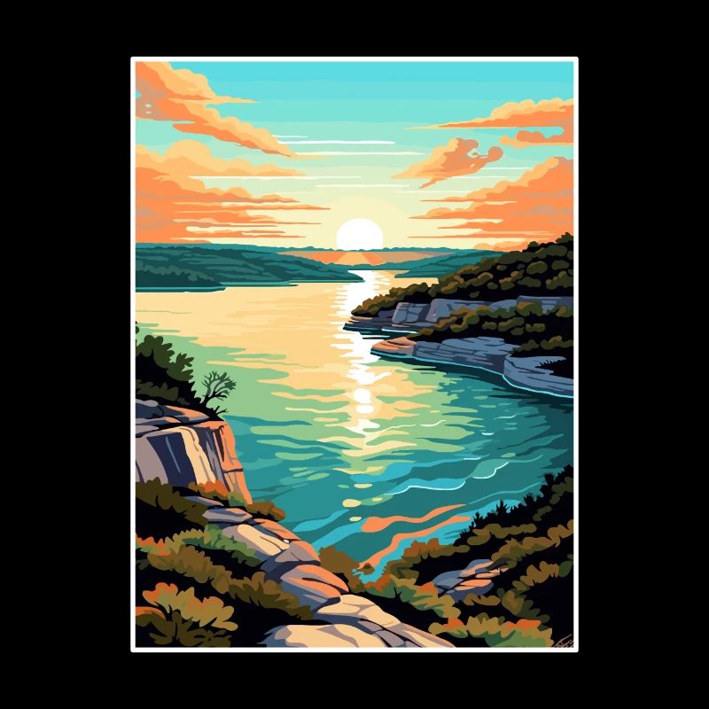 Lac Travis Texas Vintage voyage affiche Souvenir