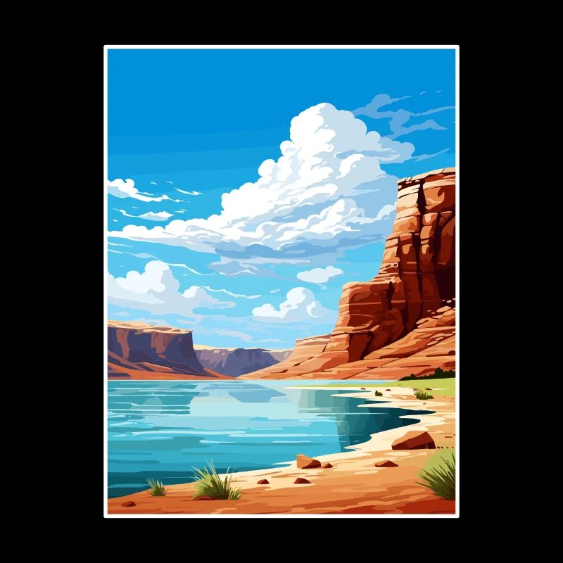 Lac Powell, Utah, Affiche de voyage vintage, souvenir