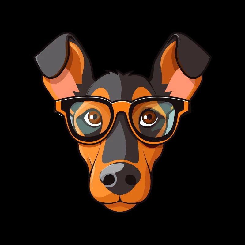 Dobermann Pinscher Hunderasse Aquarell Karikatur Kaw