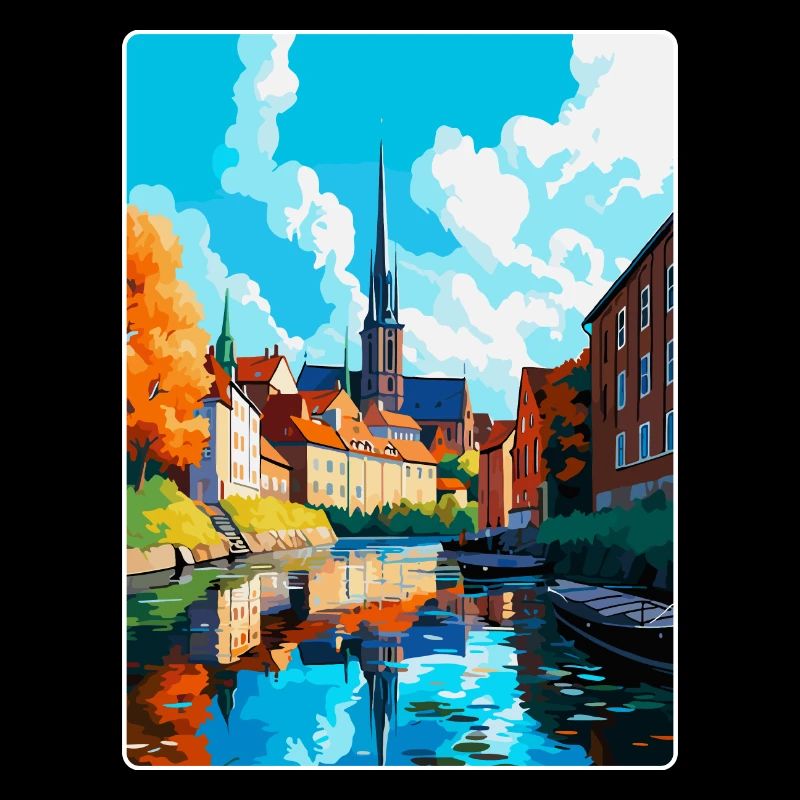 Linköping Suède Affiche de voyage vintage souvenir