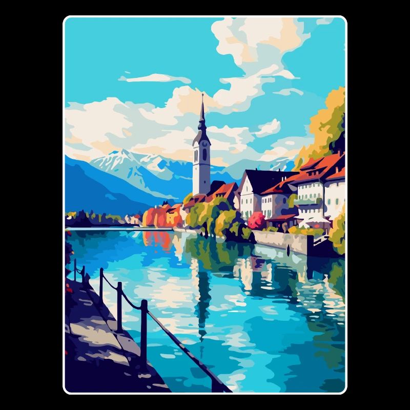 Thoune Suisse Affiche de voyage vintage souvenir