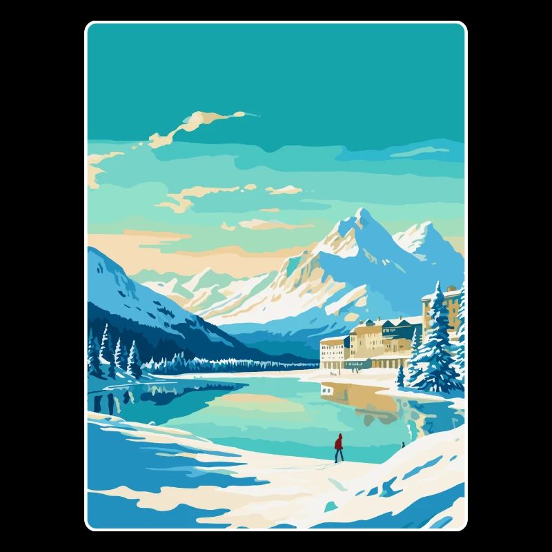 St Moritz Suisse Affiche de voyage vintage WPA