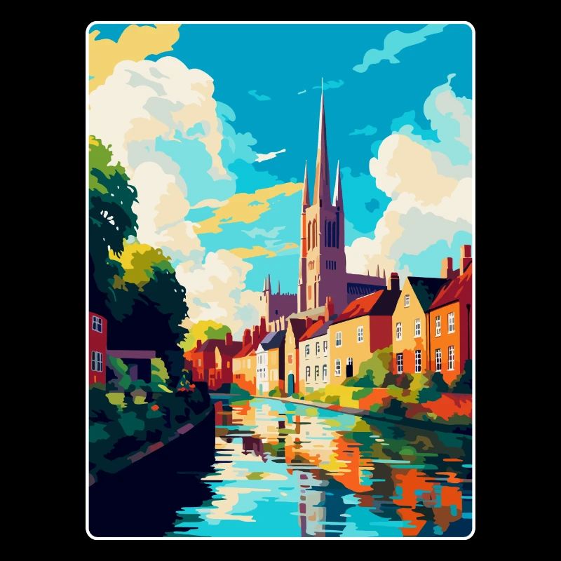 Norwich Angleterre Royaume-Uni Affiche de voyage vintage souvenir