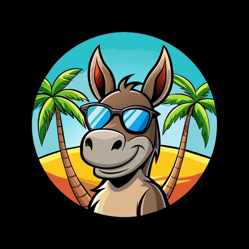 Âne Drôle Dessin Animé Plage D’été Lunettes De Soleil Cool