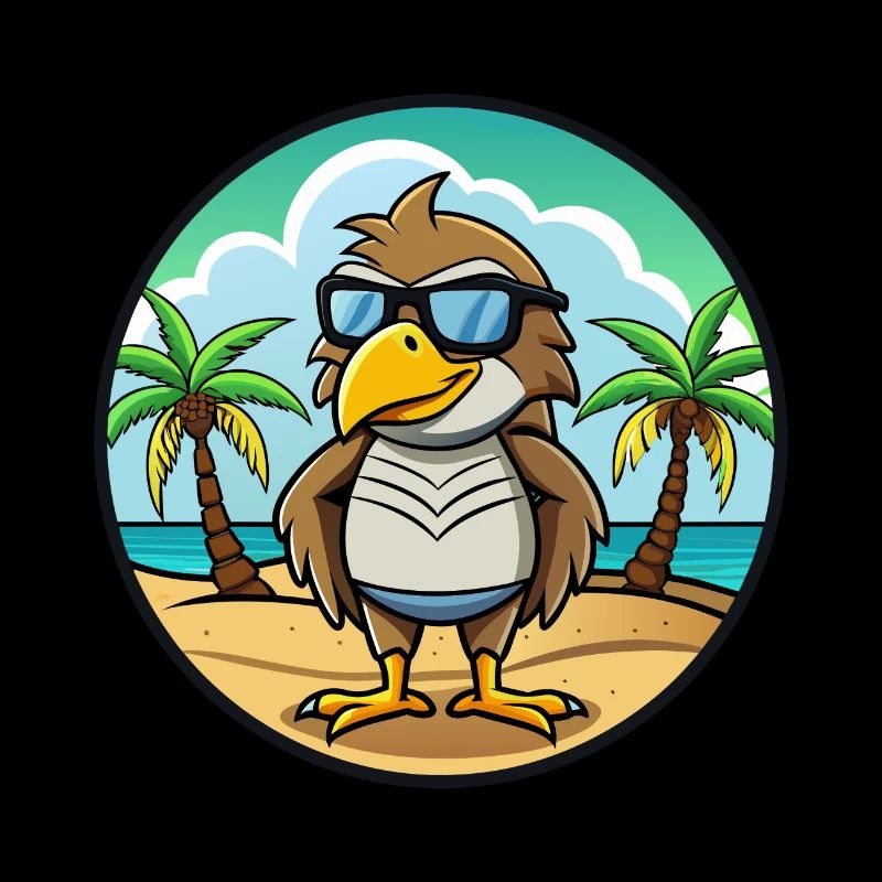 Hawk Drôle Dessin Animé Plage D’été Lunettes De Soleil Autocollant