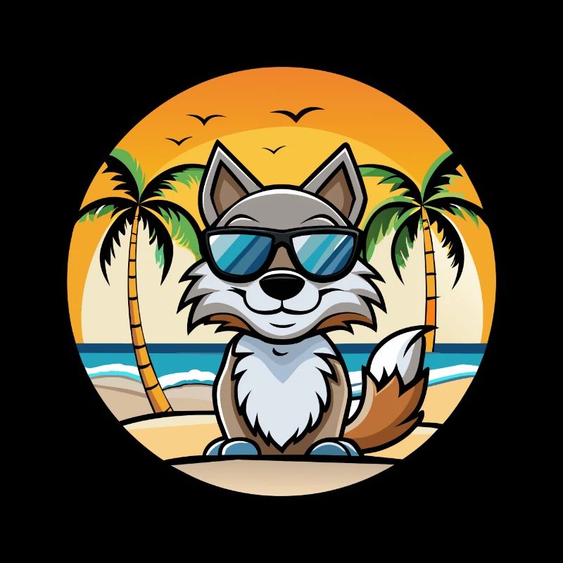 Wolf Funny Cartoon Summer Beach Sunglasses Sticker