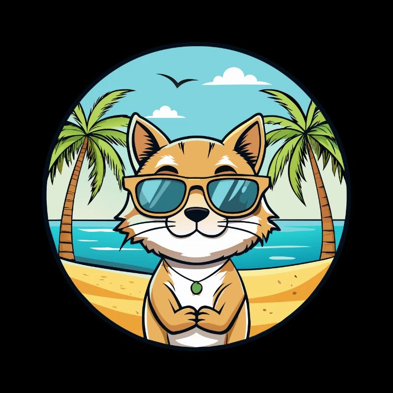 Sokoke Chat Race Dessin Animé Lunettes de Soleil Plage