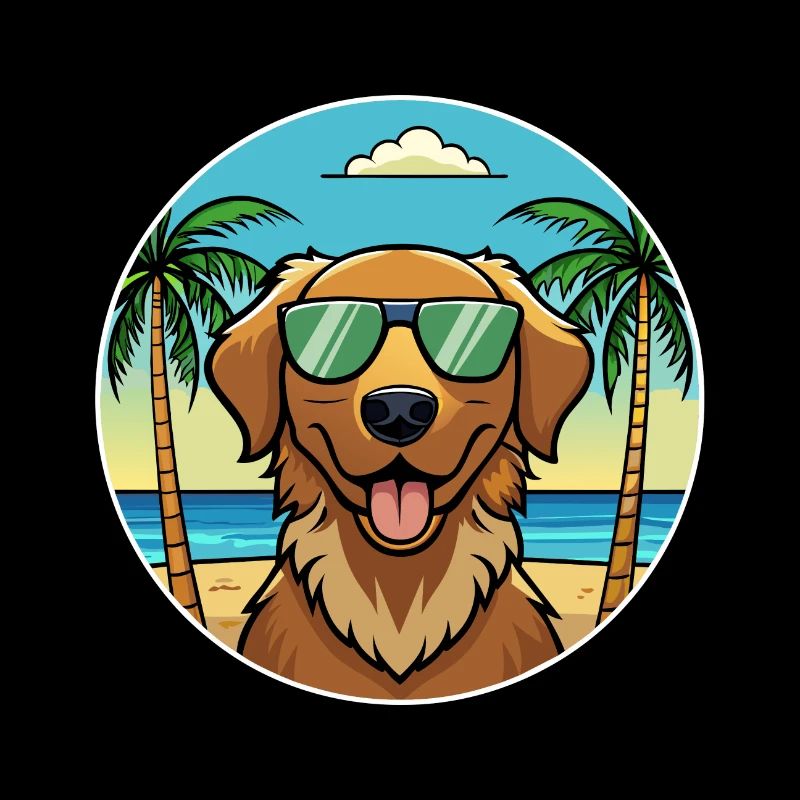 Chesapeake Bay Retriever Race Chien Dessin Animé Plage