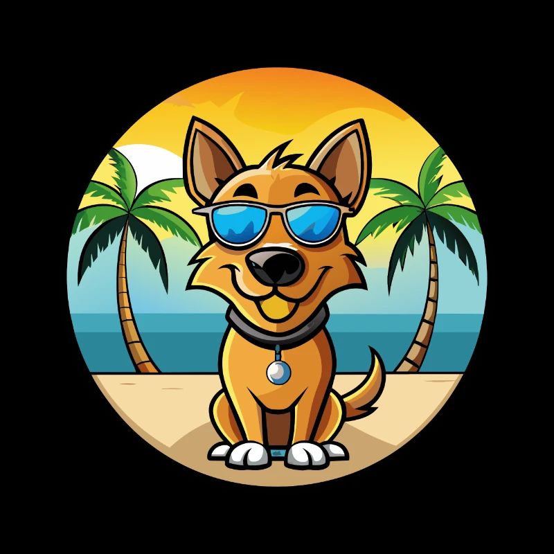 Jamthund Hunderasse Cartoon Sonnenbrille Strand