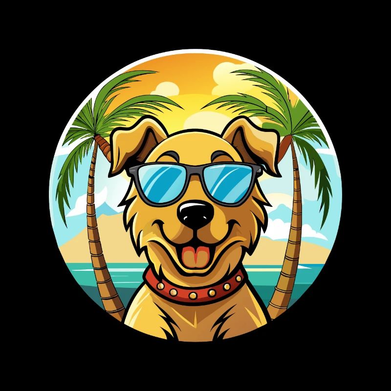 Chesapeake Bay Retriever Race Chien Dessin Animé Plage