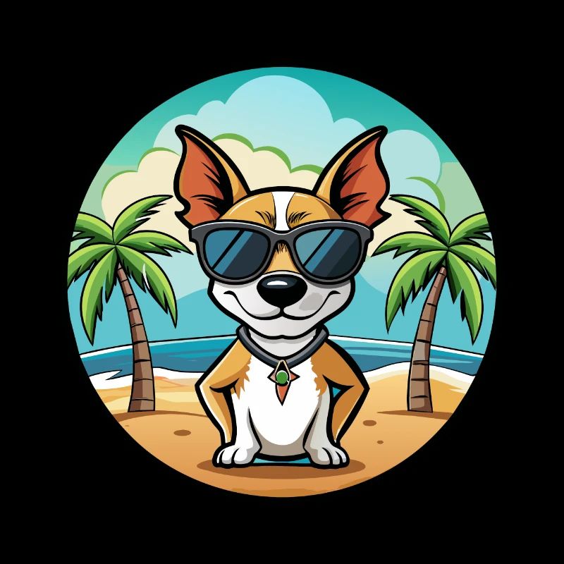 Decker Rat Terrier Dog Breed Cartoon Sunglasses