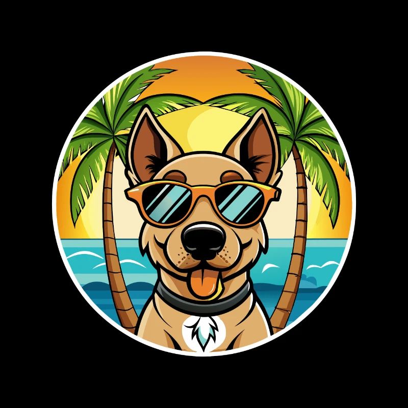 Deutscher Jagdterrier Hunderasse Cartoon Beach