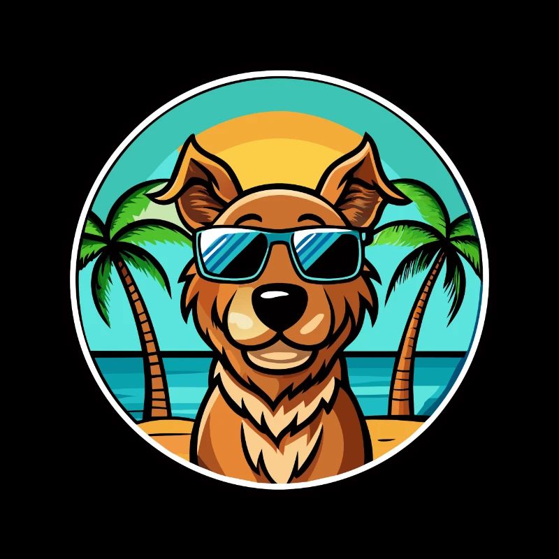 Pudelpointer Hunderasse Cartoon Sonnenbrille Strand