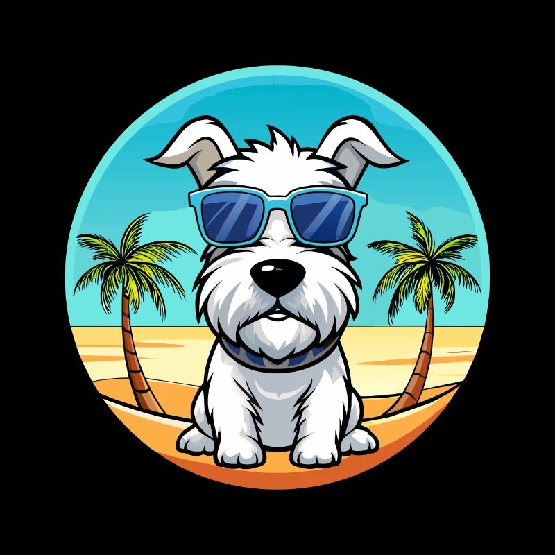 Sealyham Terrier Hunderasse Cartoon Sonnenbrille Strand