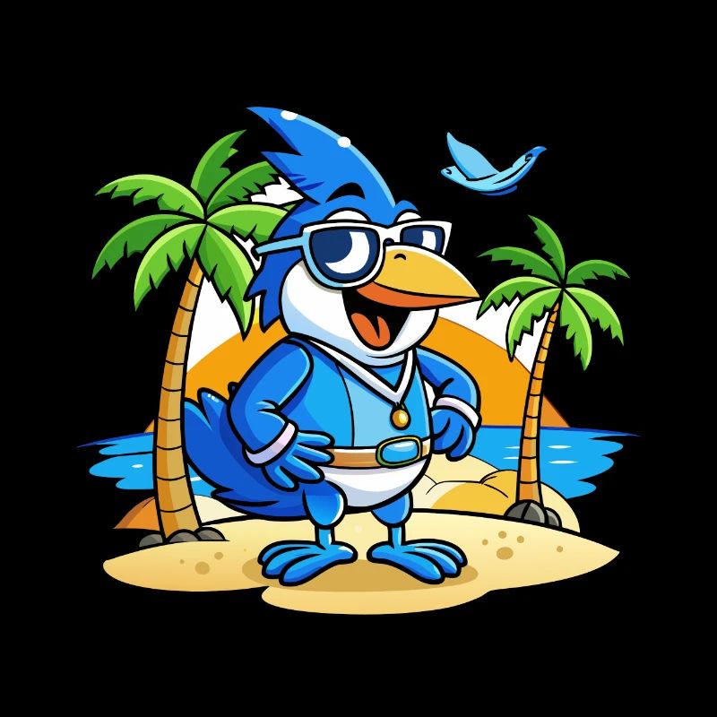 Blue Jay Funny Cartoon Summer Beach Sunglasses