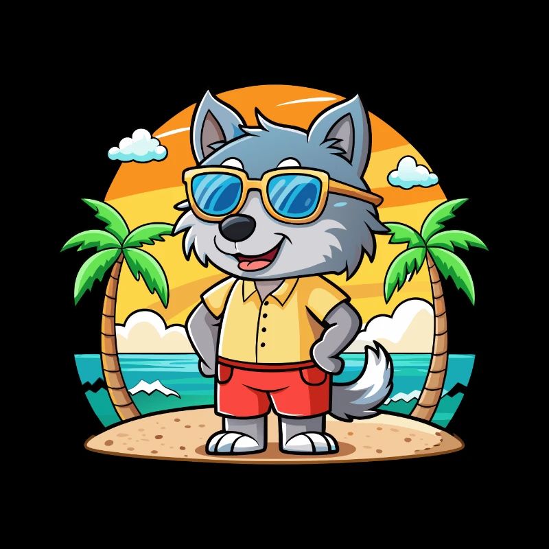 Lunettes de soleil de plage d’été de dessin animé drôle de loup
