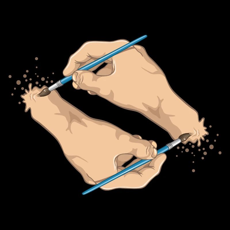 Hands and paint brushes