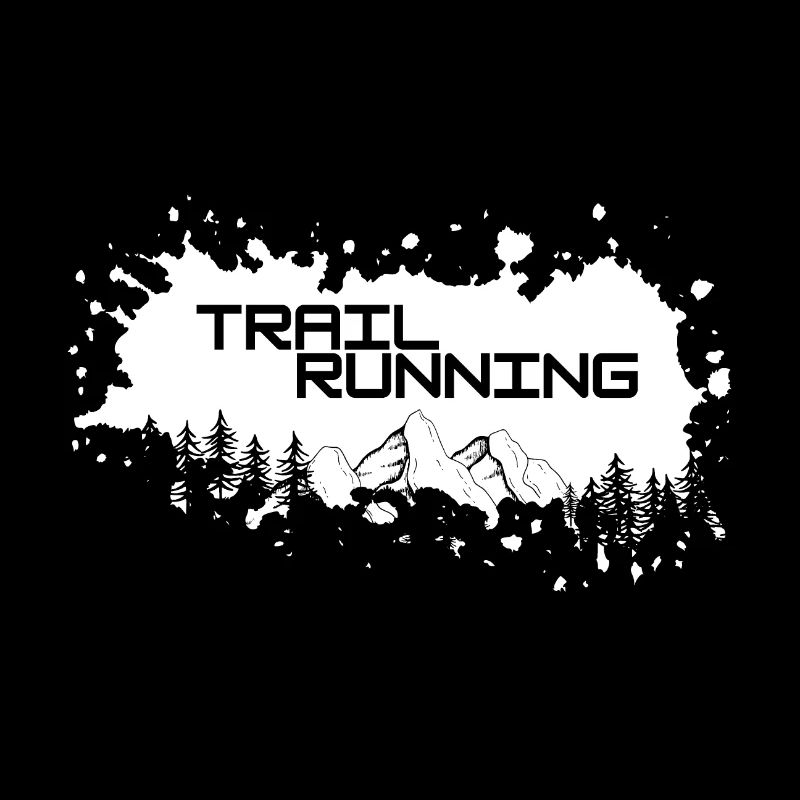 Trail Running Berge und Wald weißer Farbklecks