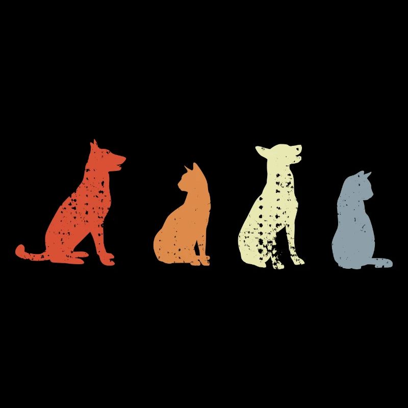 Vintage Katzen und Hunde