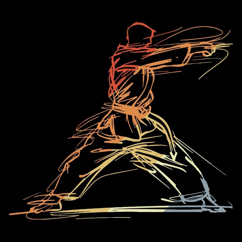 Karateka Line Sketch Retro