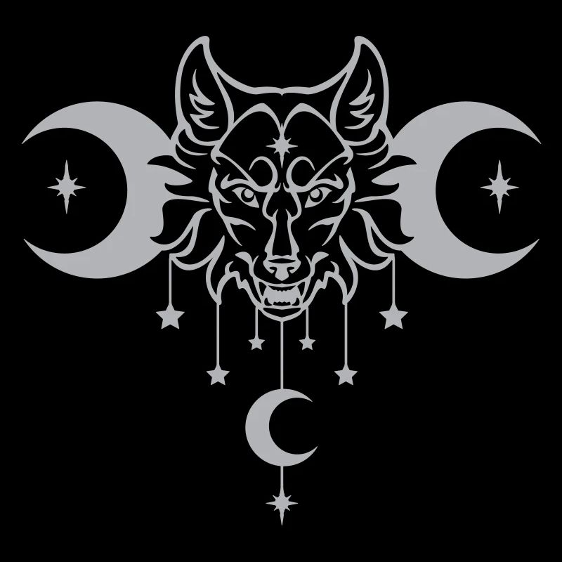 Wicca Moon Wolf - Anpassbare Farbe
