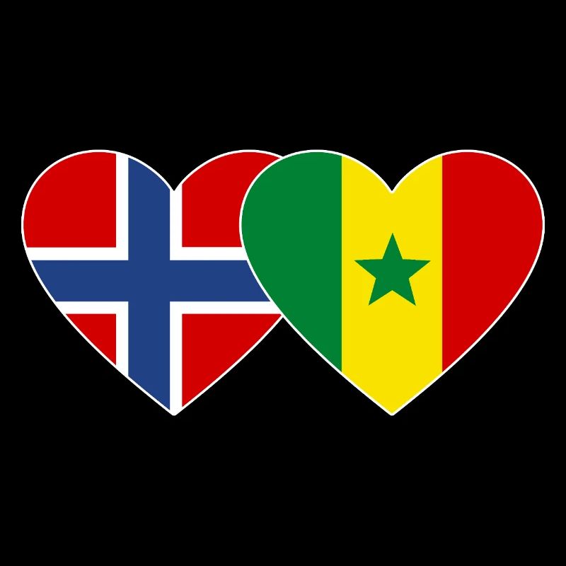 Norway Senegal Flag Heart