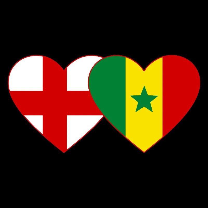 Angleterre Sénégal Drapeau Mains Coeur Forme