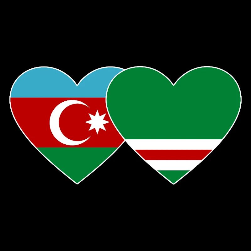 Azerbaijan Chechnya Flag Heart
