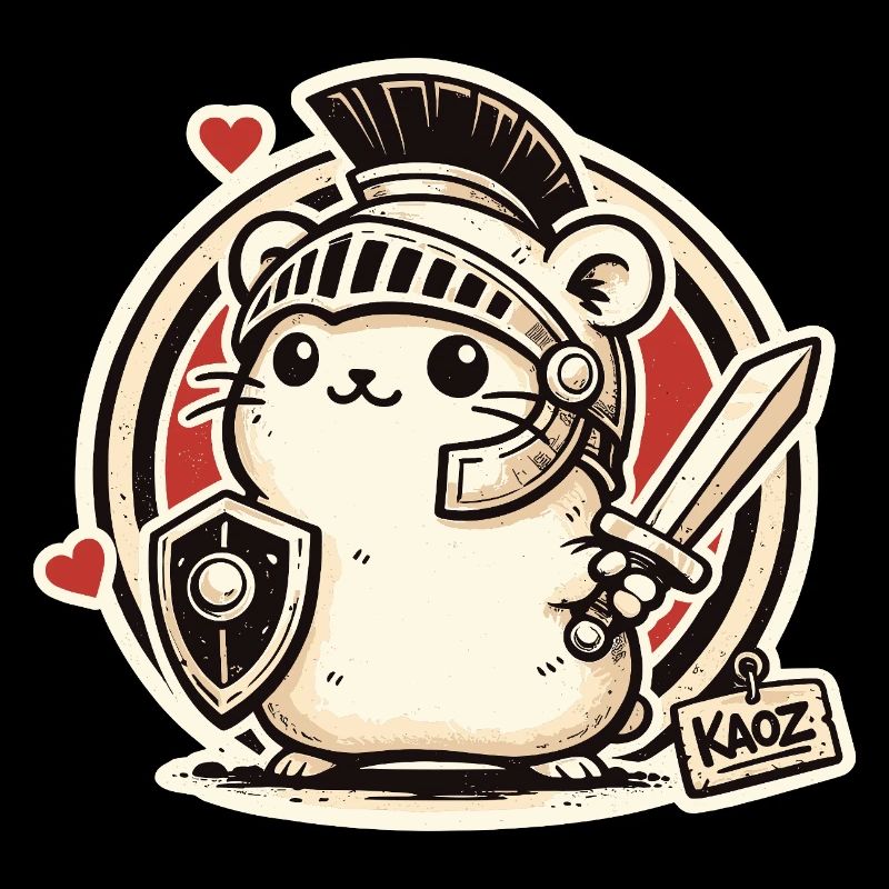 Gladiator Krieger Hamster mit Schild und Schwert