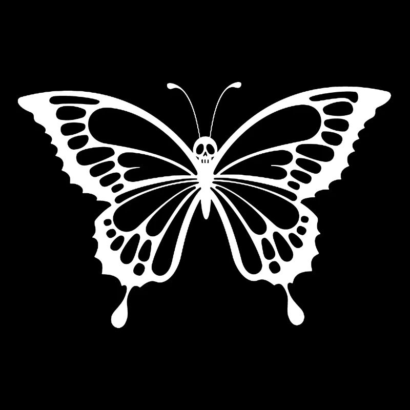Skull and white butterfly