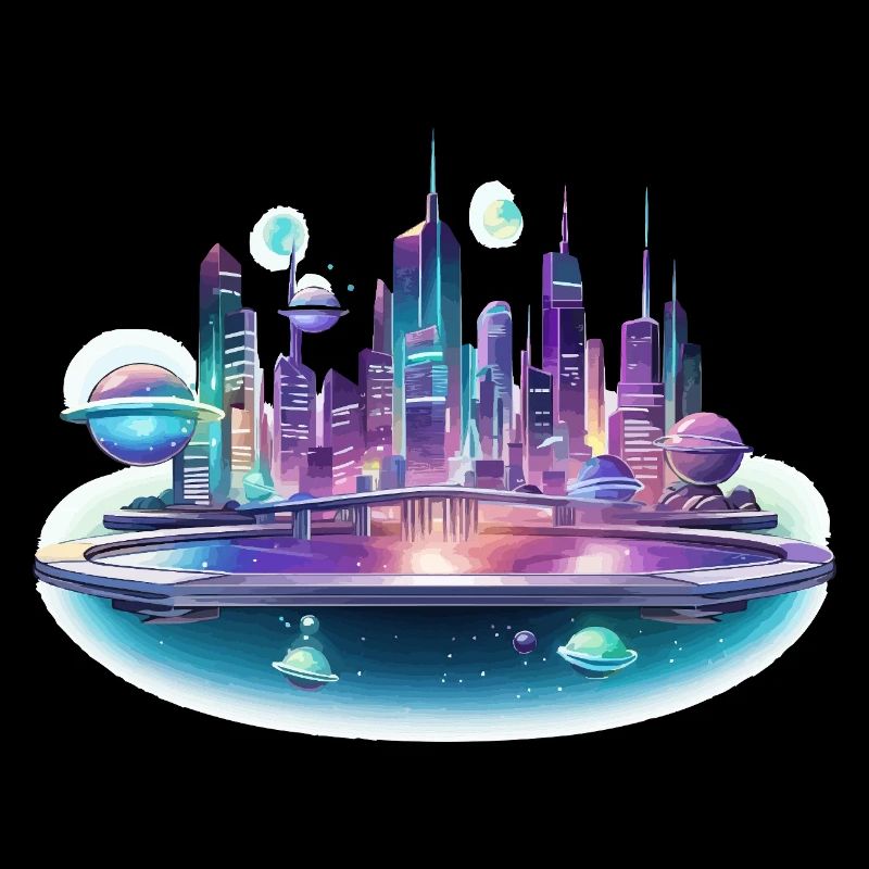 Silhouette de la Cité Spatiale Néon