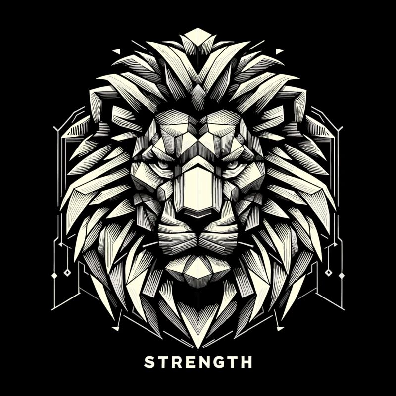 Lion Lion Head Geometric Geometry Strength