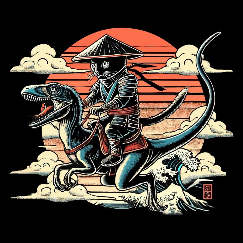 Ninja Cat Raptor Dino Cone Hat Cadeau