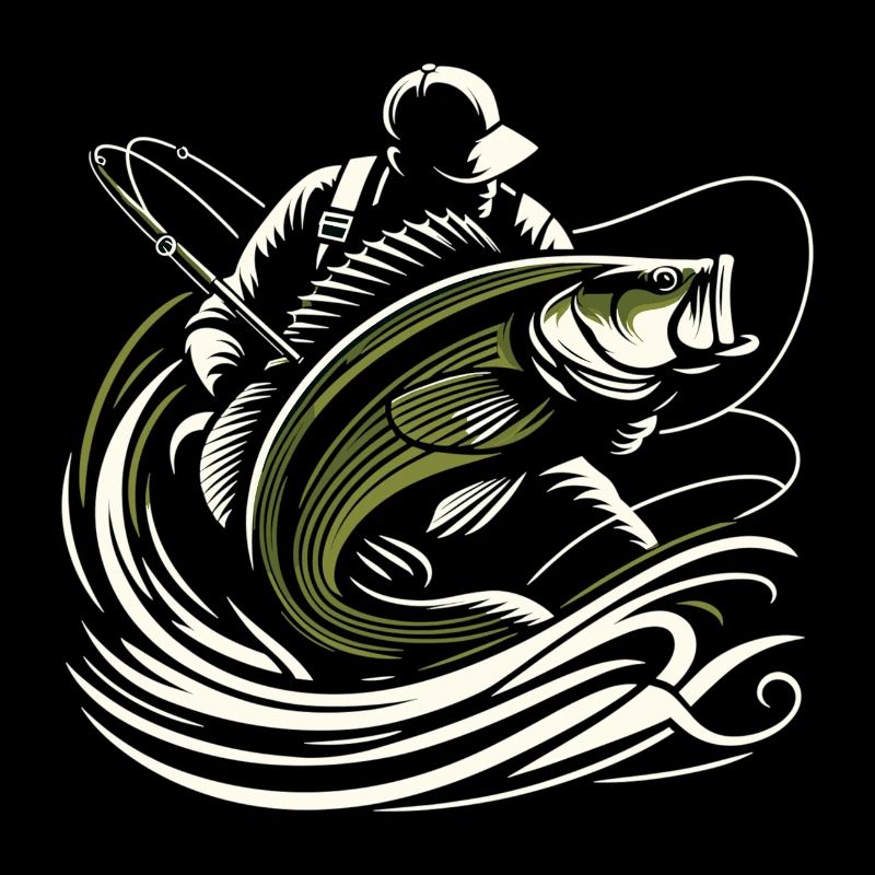 Pêche pêcheur perche poisson géant vert olive cadeau