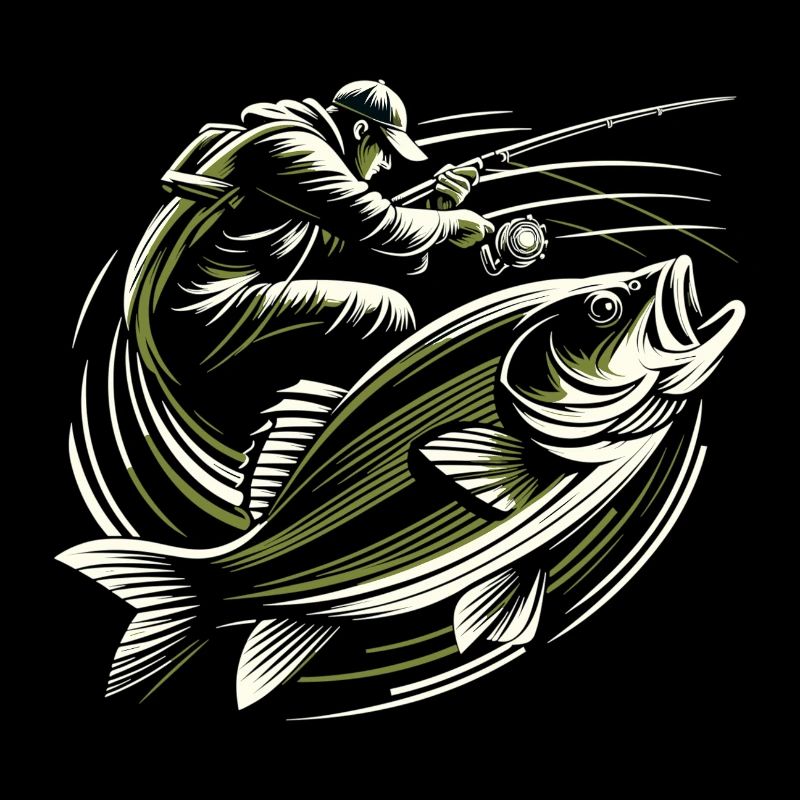 Pêche pêcheur perche poisson géant vert olive cadeau