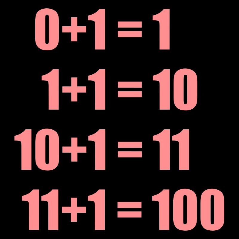 Nerdy Design "0+1+1+1+1": true equations, binary