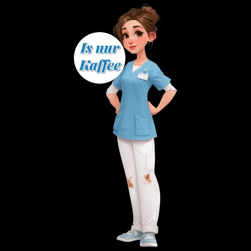 Kaffee-Nurse: Cartoonpflegerin im Dienst