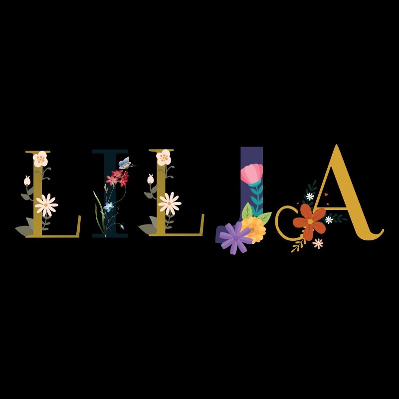 Le nom de LILJA décoré de fleurs