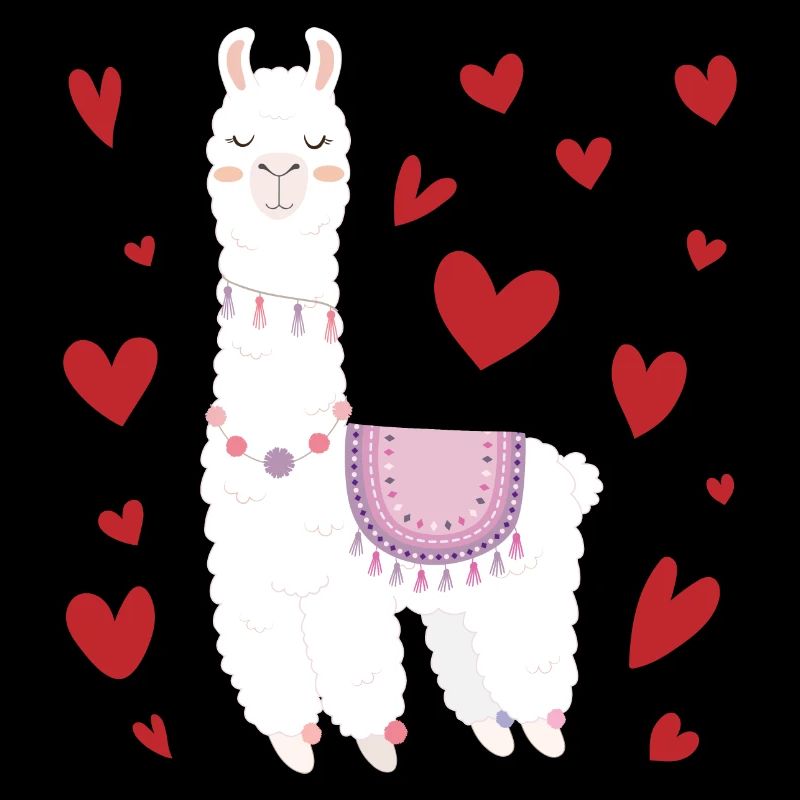 Valentinstag Llama Alpaka Herzen Mädchen
