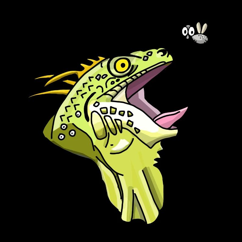 iguana and fly
