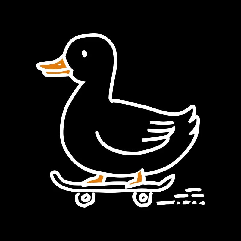 Funny duck on a skateboard for skaters