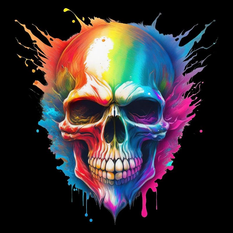 Rainbow Skull Color Explosion