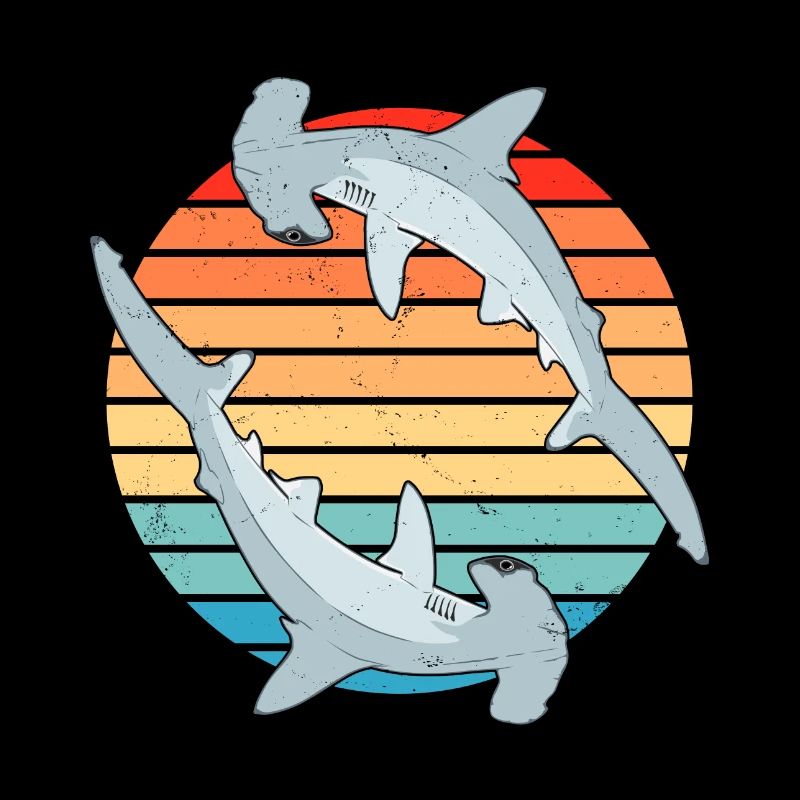 Hammerhead Shark Retro Sunset