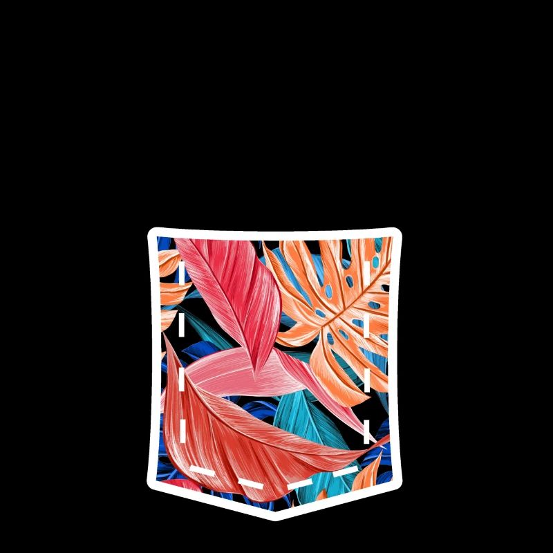 Faux Pocket Chest Pocket Tropical Pattern