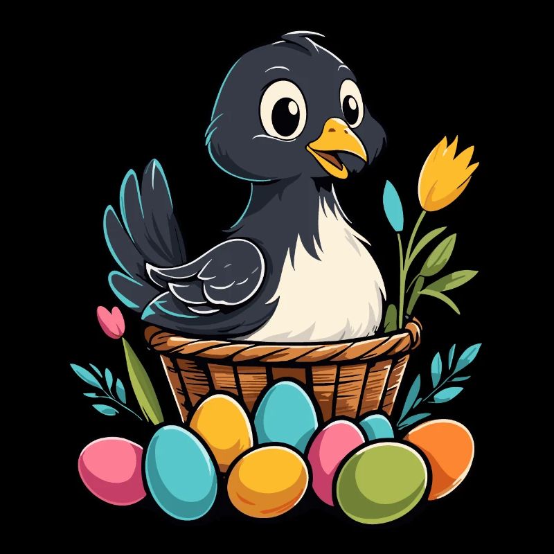 Easter Chicken Colorful Cute Funny Easter Eggs Nest