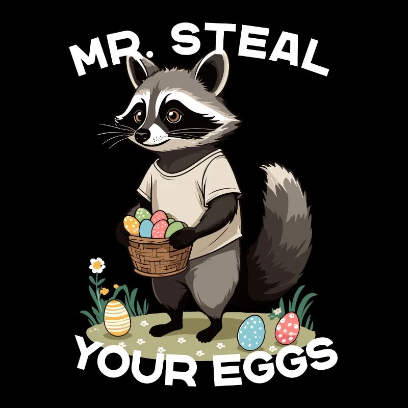 Eggs Thief Raccoon Easter Bunny Funny Design