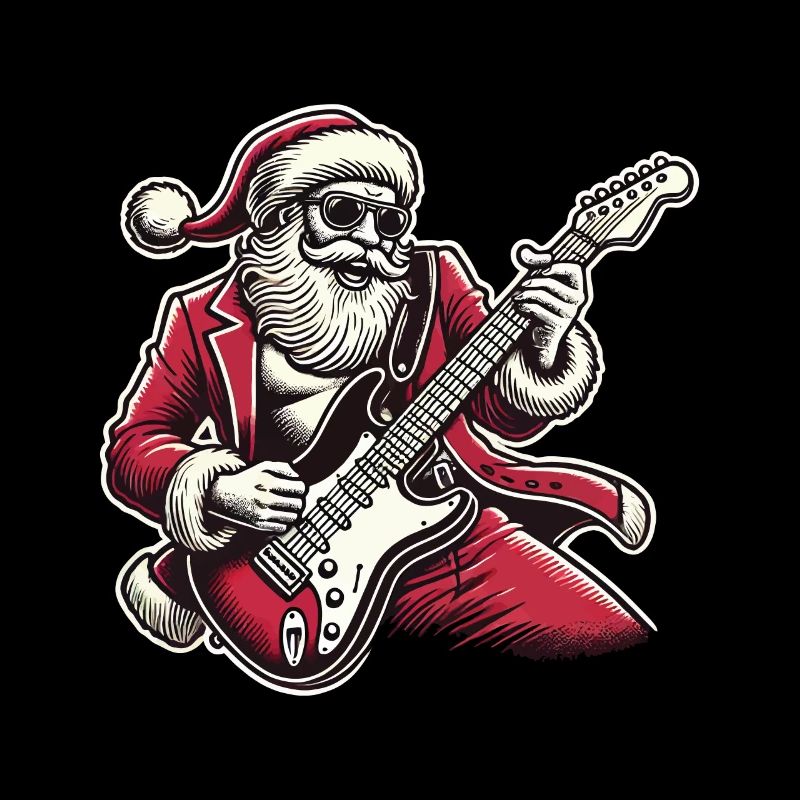 Rockender Weihnachtsmann Mit E-Gitarre